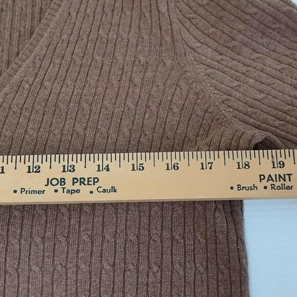 JCrew Brown V-neck cable knit wool cashmere blend pullover, size L - Picture 11 of 15